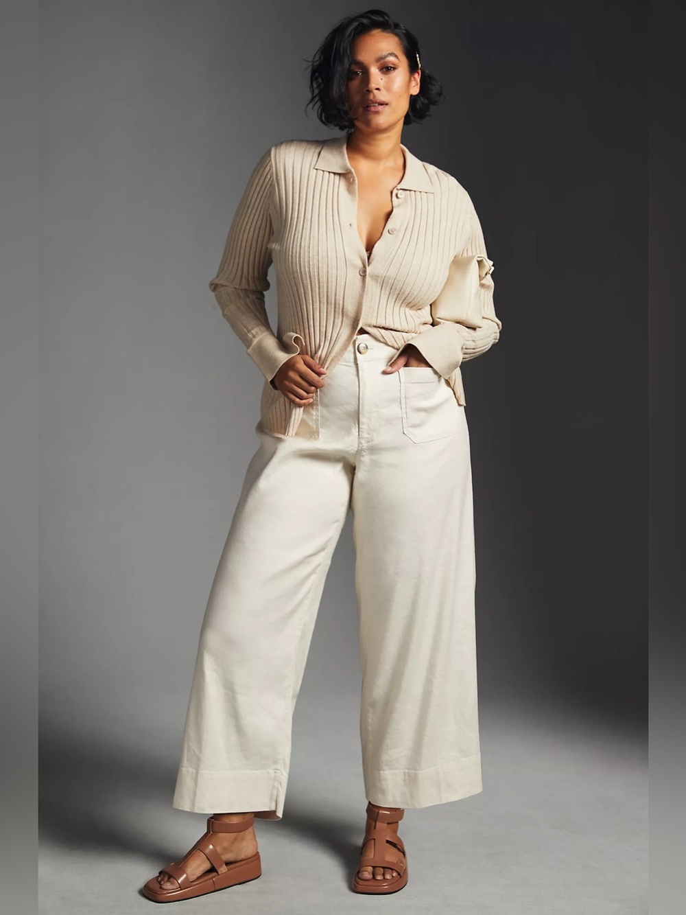 Maeve Colette Linen Stretch High-Rise Wide-Leg Pants